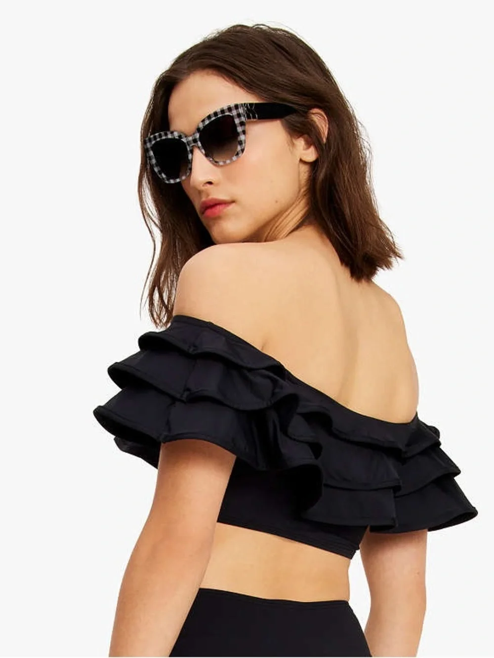 NWT ♠️ Kate Spade New York Black Ruffle 2-Piece Bikini Set Size L